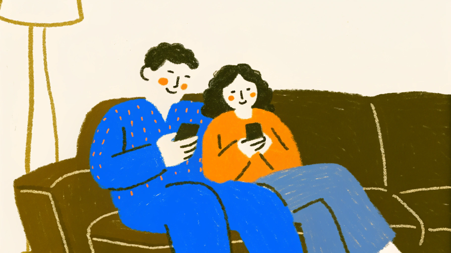 Couple staying connected through daily texting while relaxing together, representing the small digital habits that build relationship momentum