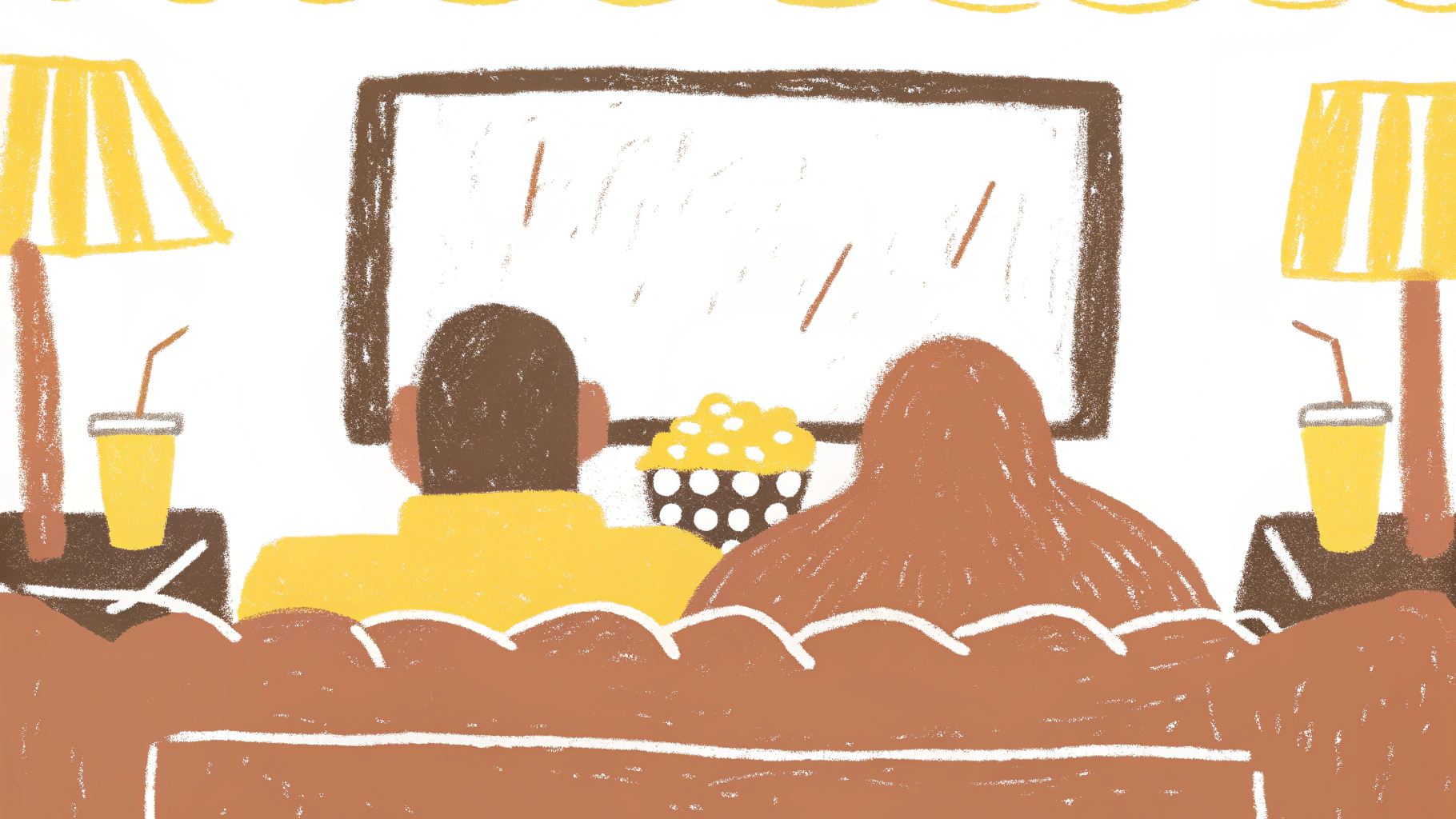 Couple enjoying a cozy video date night with snacks and drinks, warm atmosphere