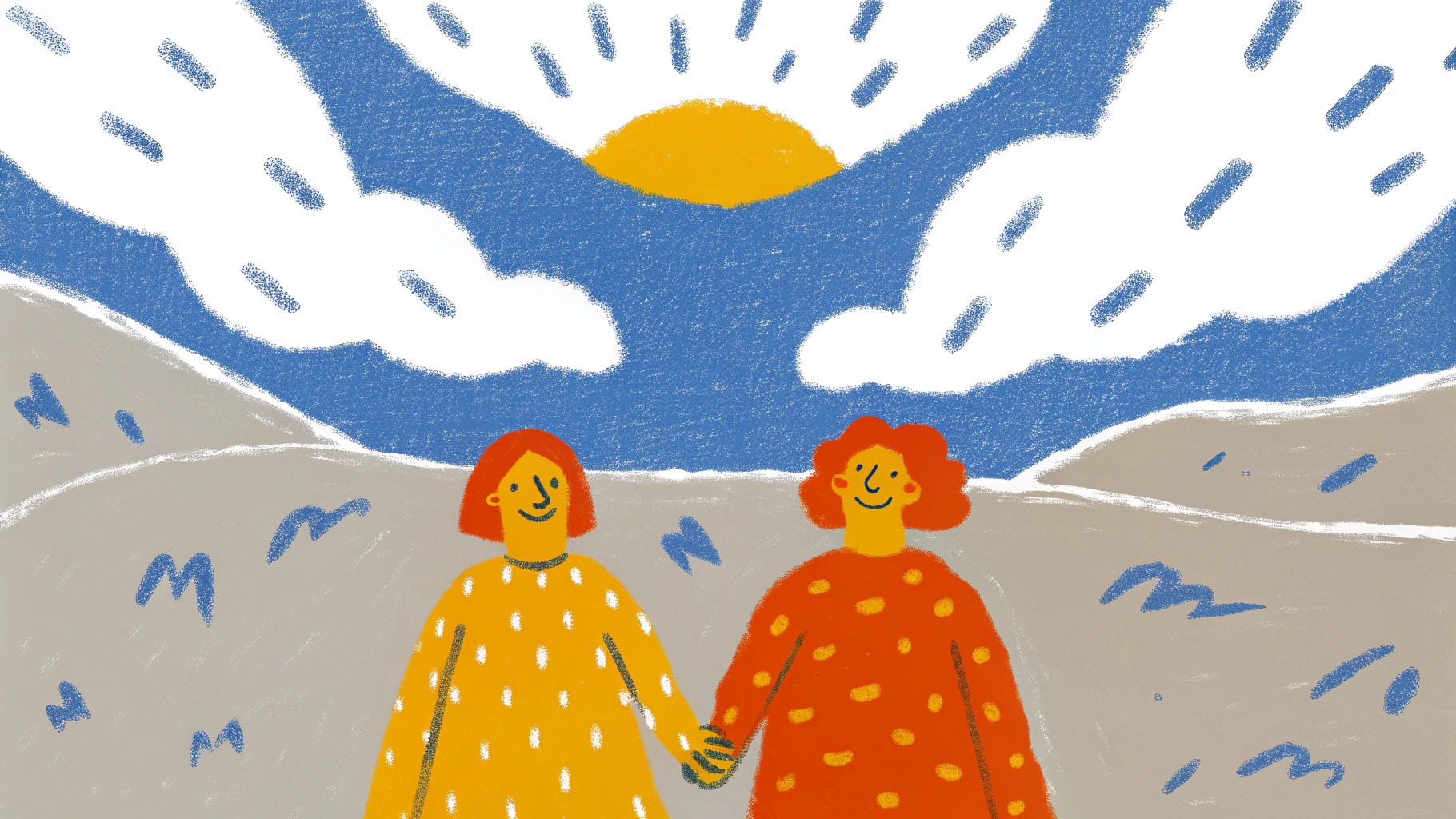 Two figures holding hands looking toward a bright future together, representing hope and shared dreams in a long-distance relationship