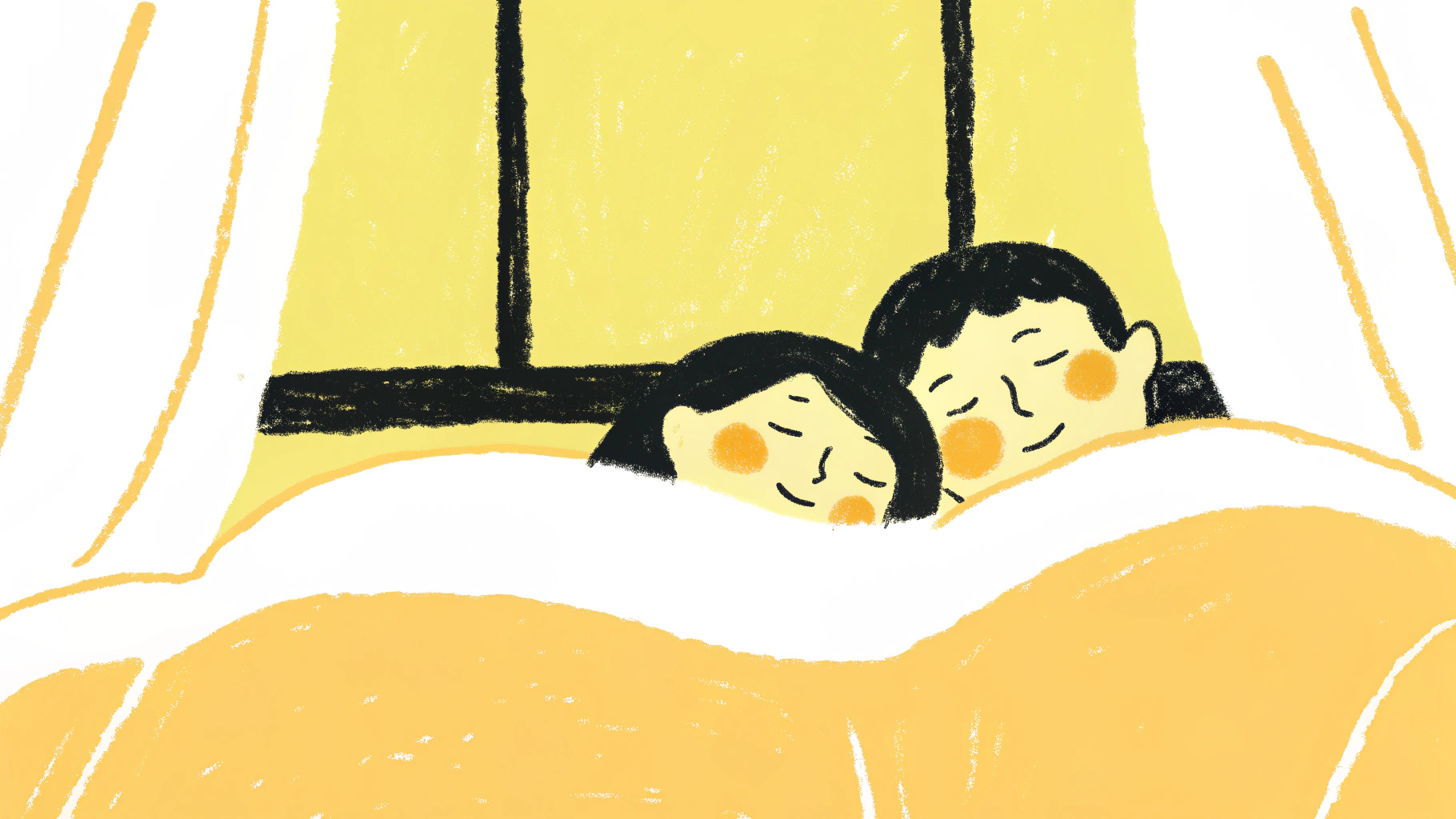 Peaceful illustration of couple sleeping together, conveying comfort and connection in long distance relationship