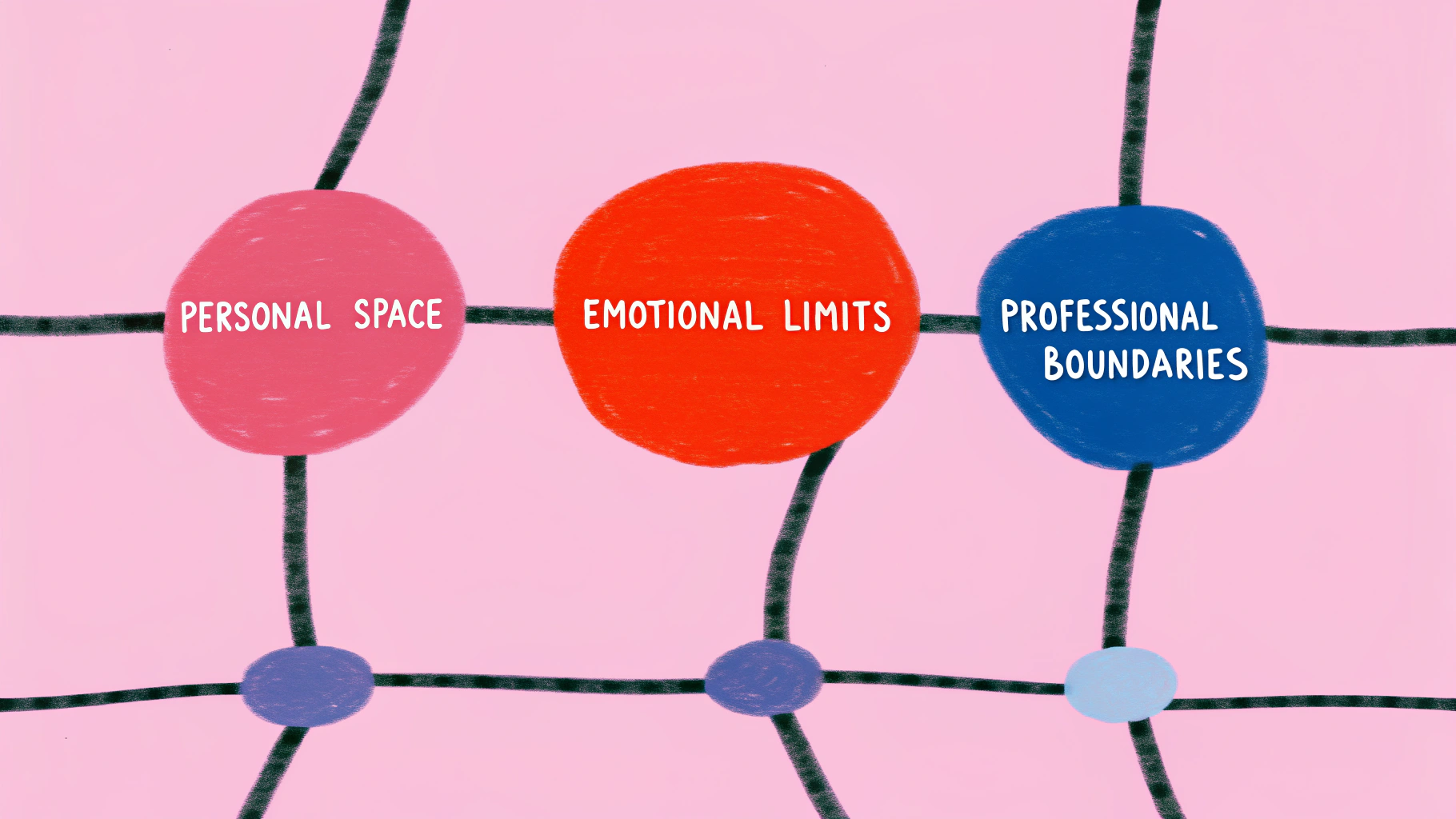 Abstract hand-drawn illustration showing an interconnected framework structure representing relationship boundaries
