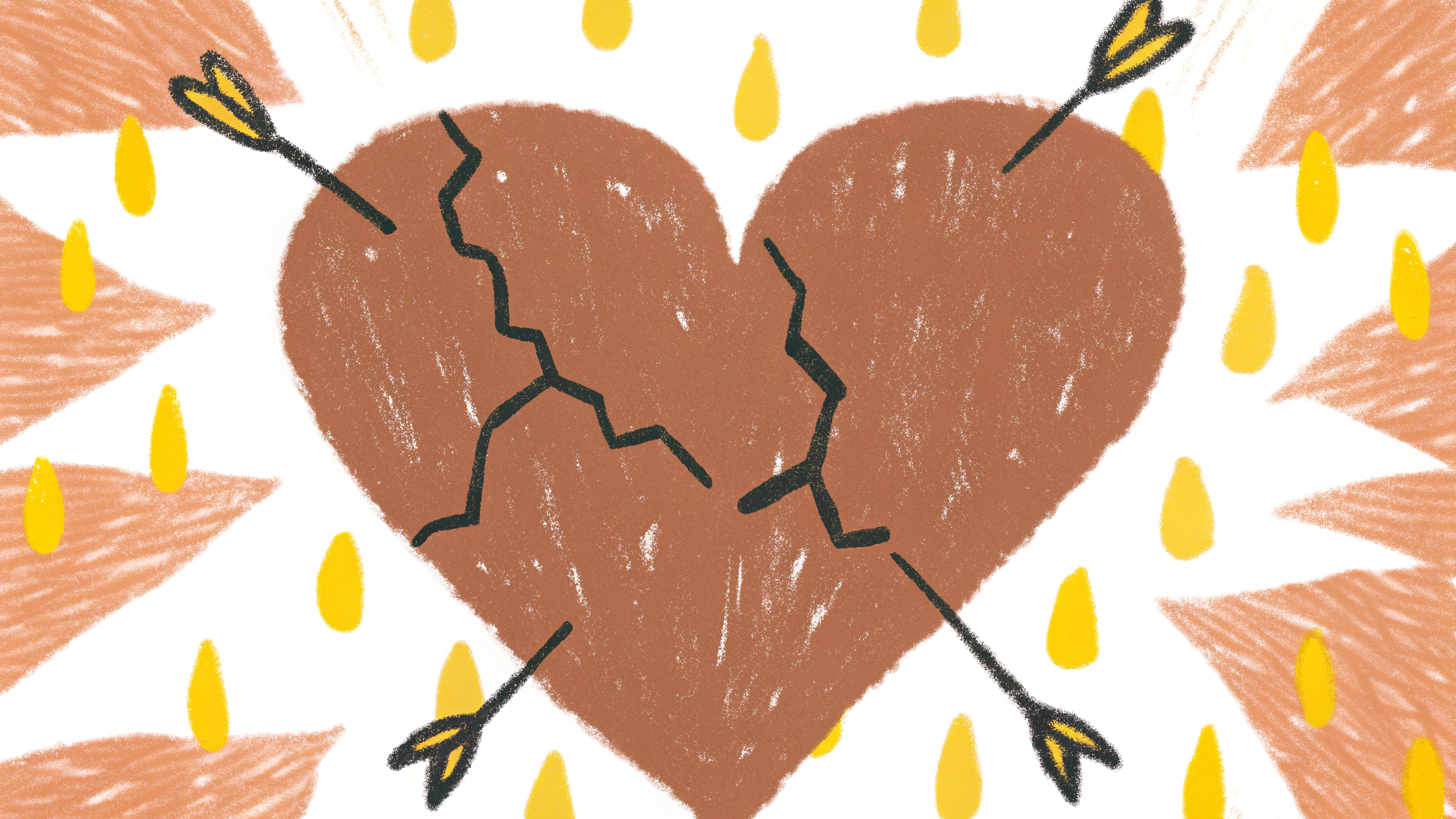 Hand-drawn artistic illustration representing jealousy and complex emotions in relationships