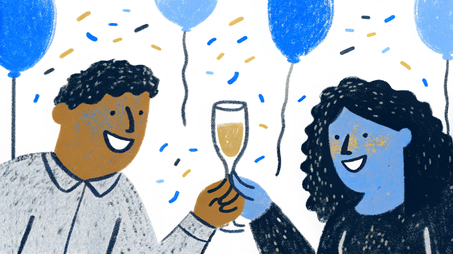 Hand-drawn celebratory illustration representing the positive aspects and benefits of relationships