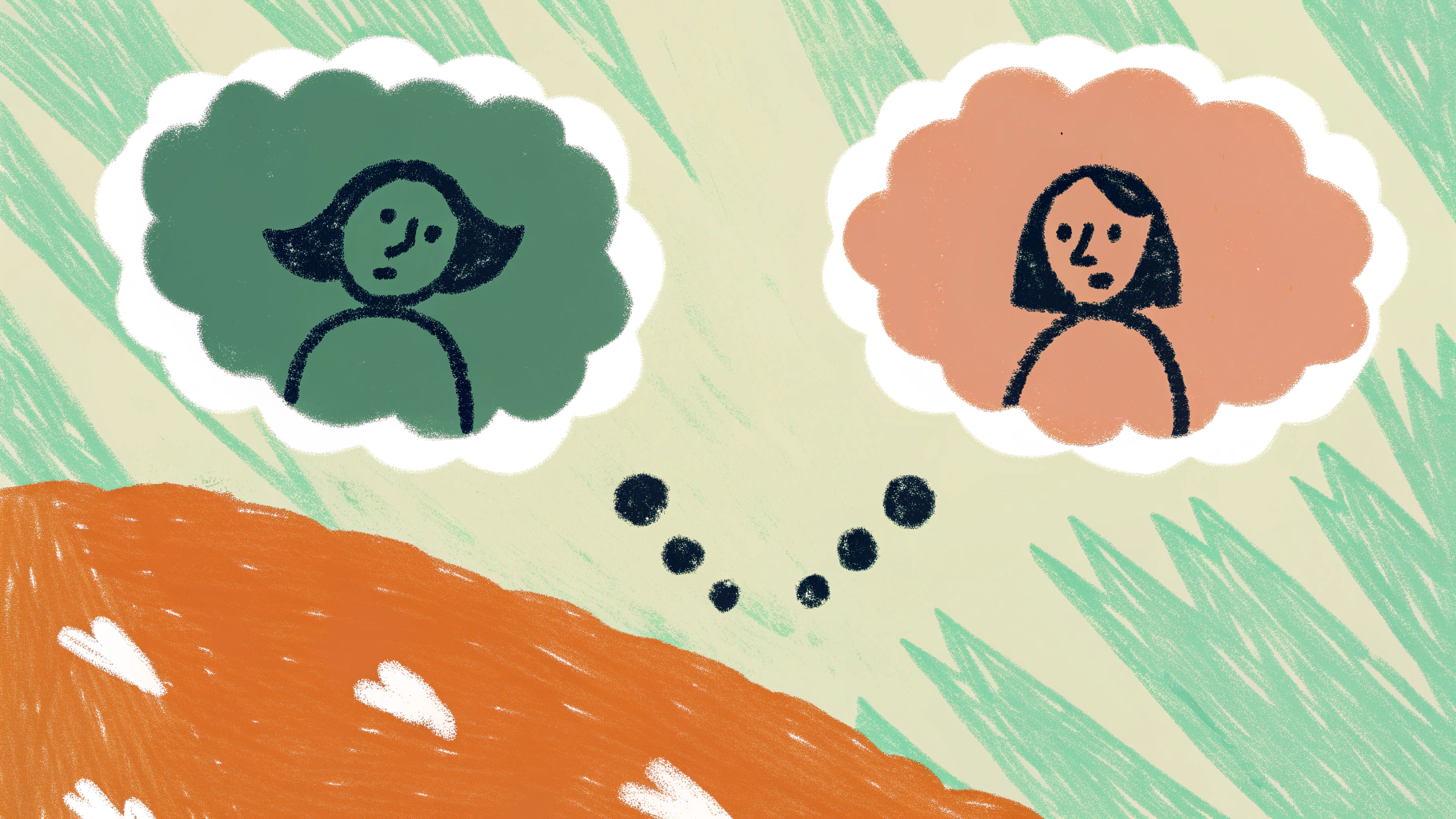 Hand-drawn illustration depicting the honest challenges and difficulties of navigating complex relationships