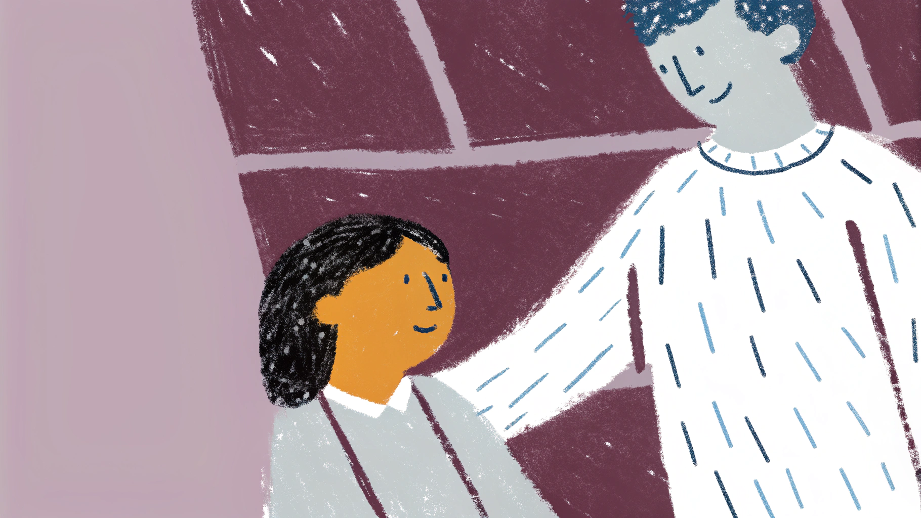 Warm hand-drawn illustration showing supportive guidance and togetherness for encouragement