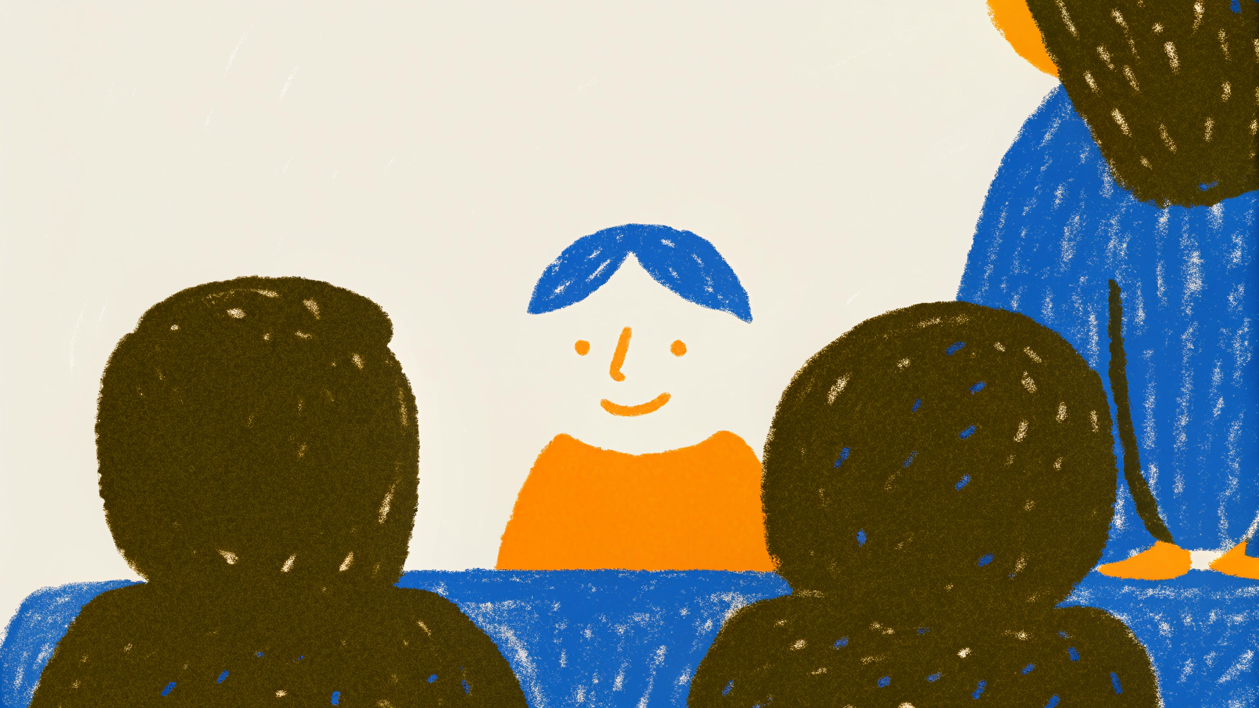 Person listening attentively to partner in warm hand-drawn illustration showing genuine interest and engagement