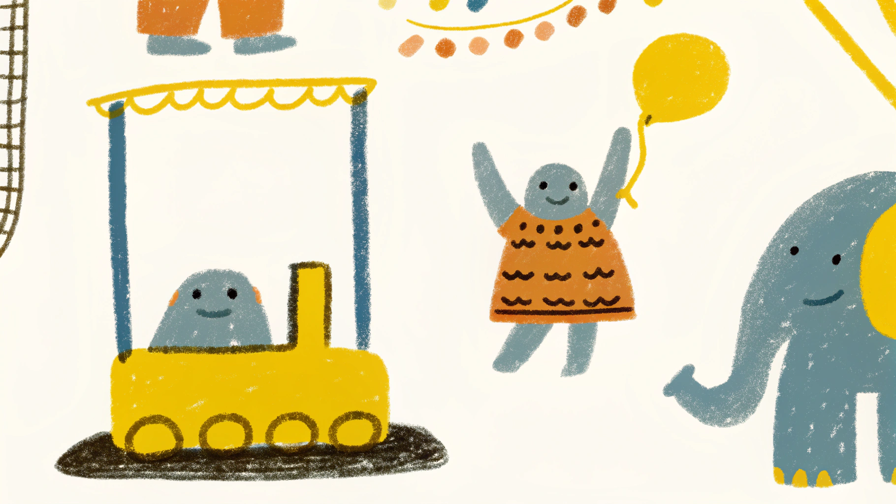 Whimsical hand-drawn illustration of playful characters making silly choices in would-you-rather scenarios